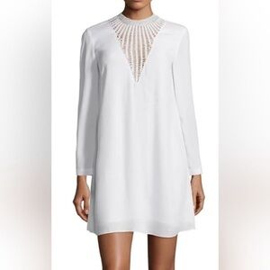 A.L.C. Crochet Crepe Shift Long-Sleeved Dress